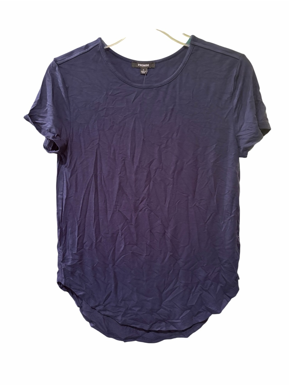 Premise Navy Short Sleeve Curved Hem Basic Tee Size Small